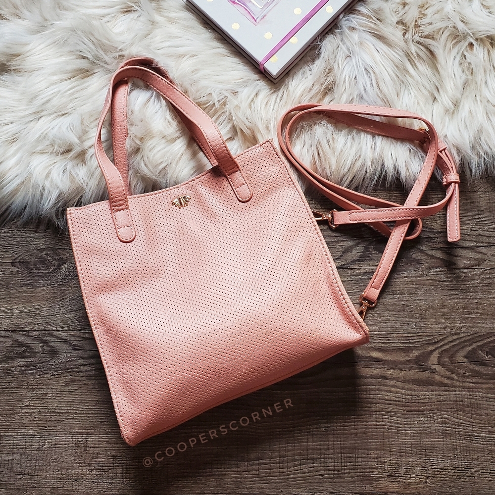 LC Lauren Conrad Pink Perforated Convertible Shoulder Bag